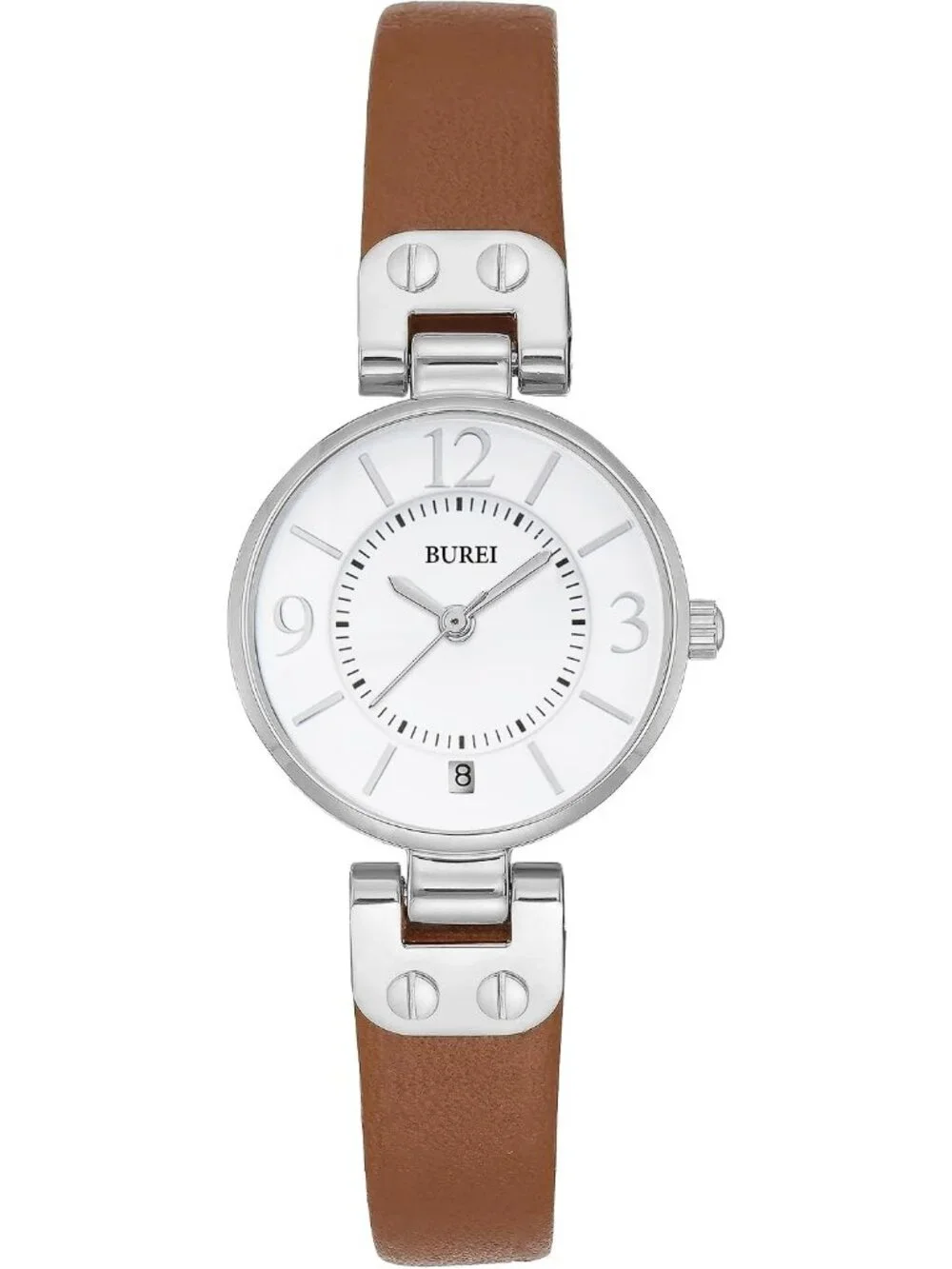 Women's Gold Brown Blue Elegant Dial with Leather Strap Minimalist Wrist Watch